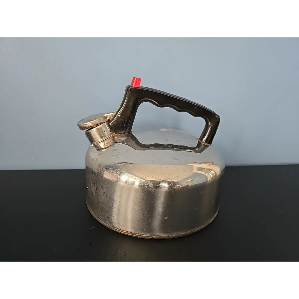 Vtg Rm STAINLESS TEA‎ KETTLE COPPER BOTTOM Limescale